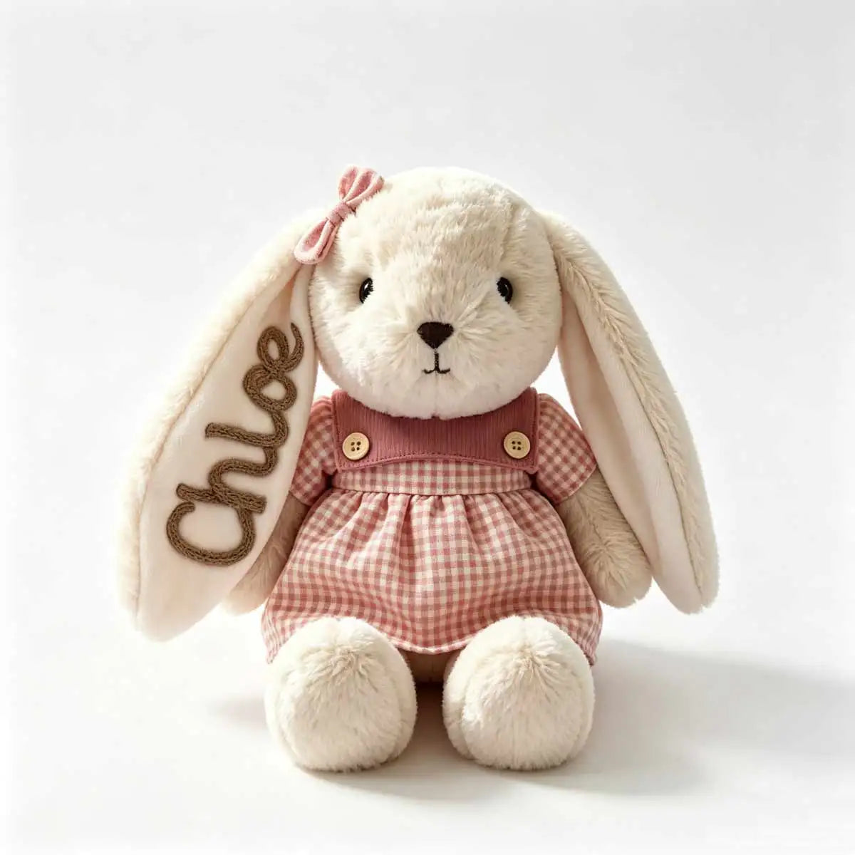Personalized Plush Rabbit, Custom Party Favors, Wedding Favors Hand-Embroidered with Names, Keepsake or Birthday Gifts, and Holi