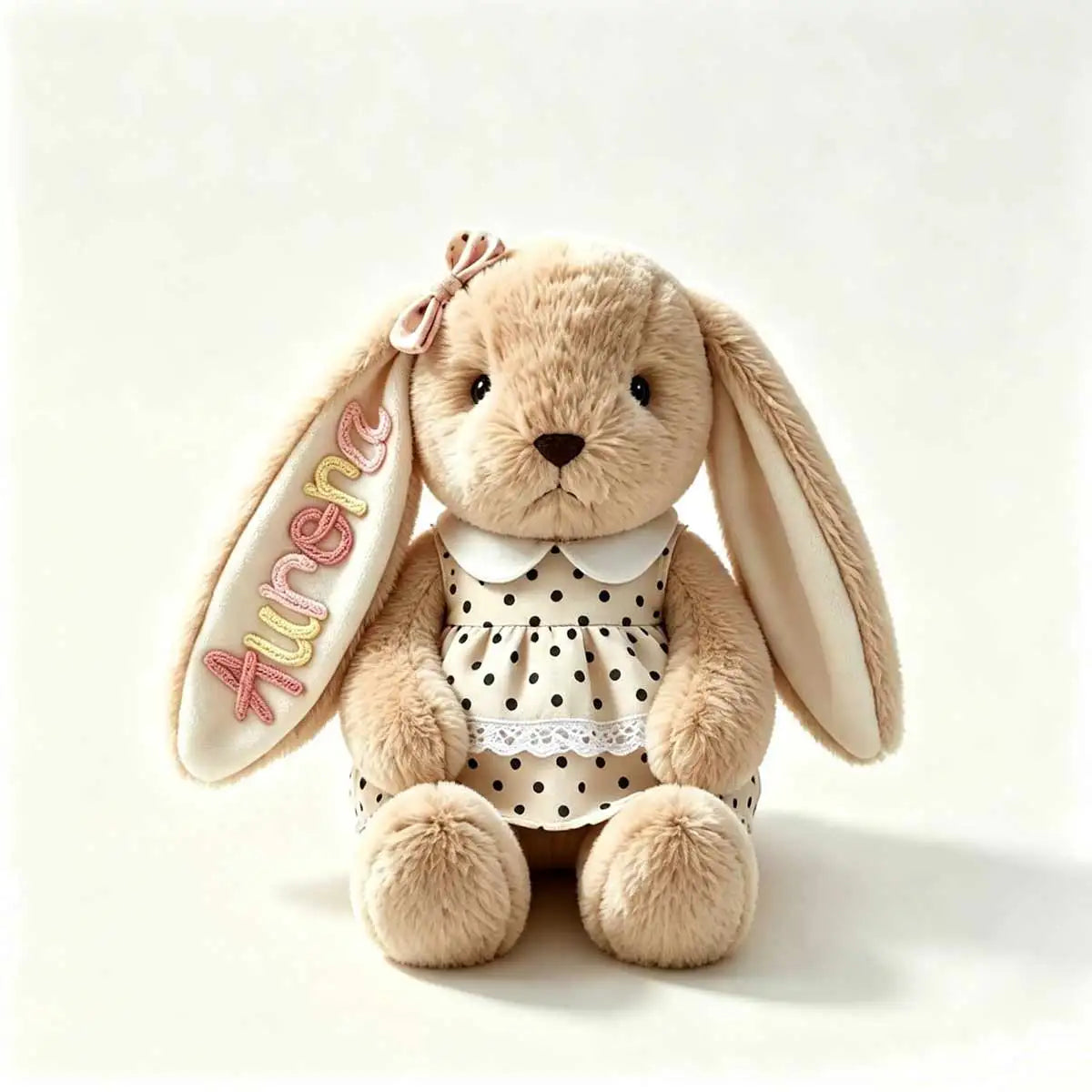 Personalized Plush Rabbit, Custom Party Favors, Wedding Favors Hand-Embroidered with Names, Keepsake or Birthday Gifts, and Holi