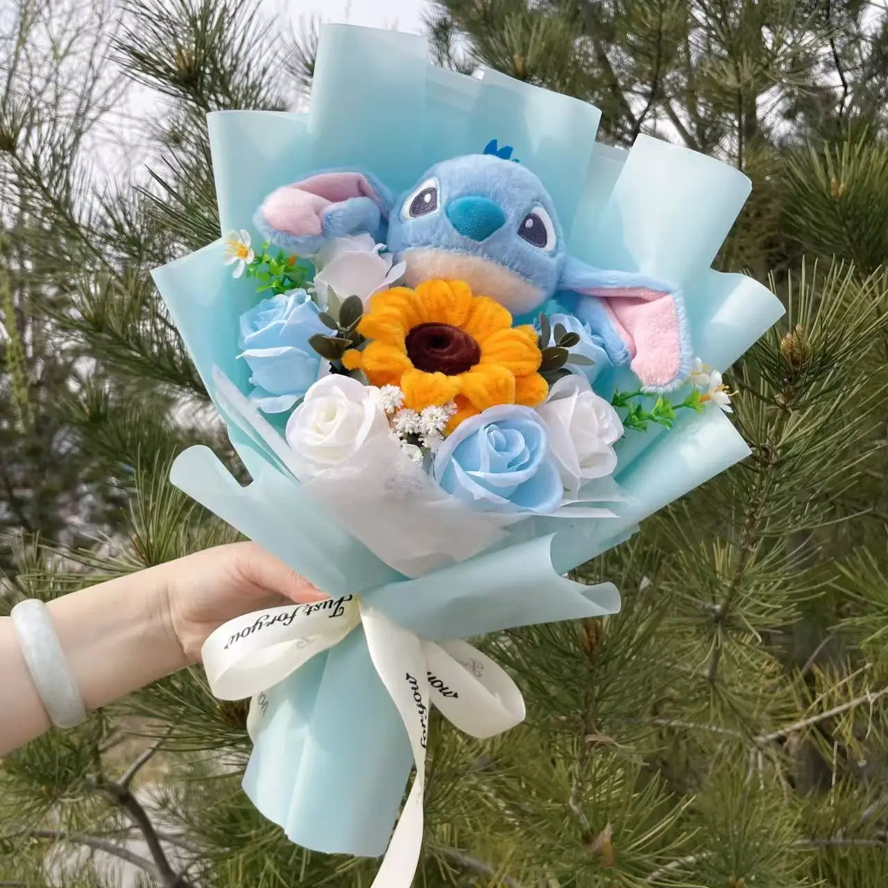 Stich Plush Doll Toy Flowers Bouquet