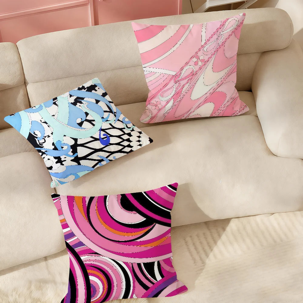 E-Emilio P-Pucci Logo Fashion Pillow Case Suitable For Bedrooms Living Rooms Cars Home Decoration