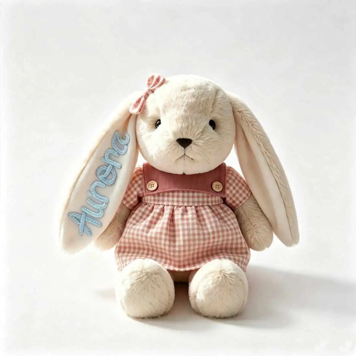 Personalized Plush Rabbit, Custom Party Favors, Wedding Favors Hand-Embroidered with Names, Keepsake or Birthday Gifts, and Holi