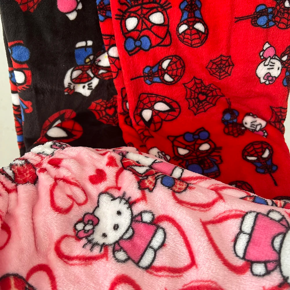 SpiderAnime Kitty Pajama Pants Fluffy Trousers