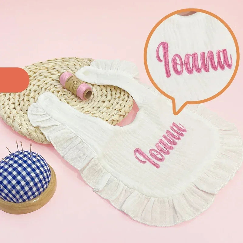 Personalized Custom Baby Bib Cotton Muslin Girl Accessories Newborn Apron With Name Bibs For Baby Boy Burp Cloths Towel Gift