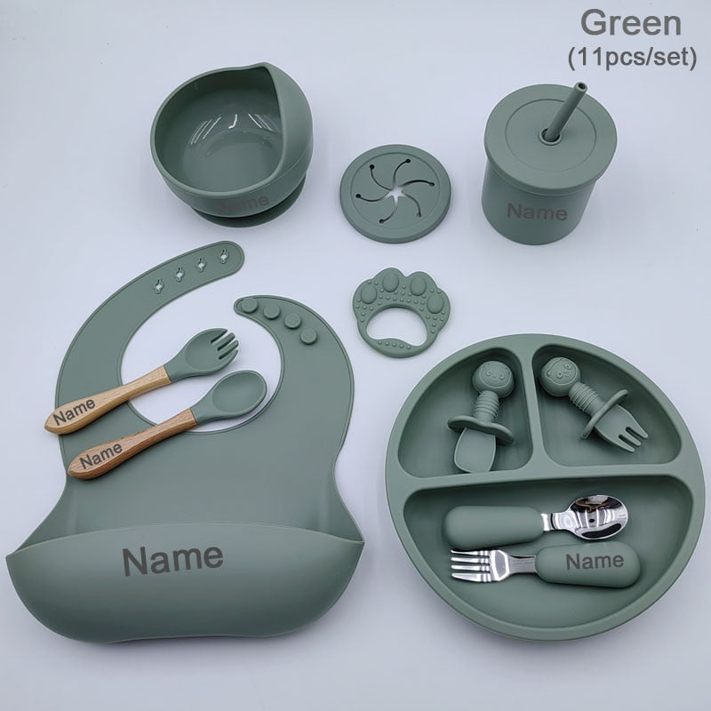 14 Pcs Silicone Feeding Sets For Baby Tableware