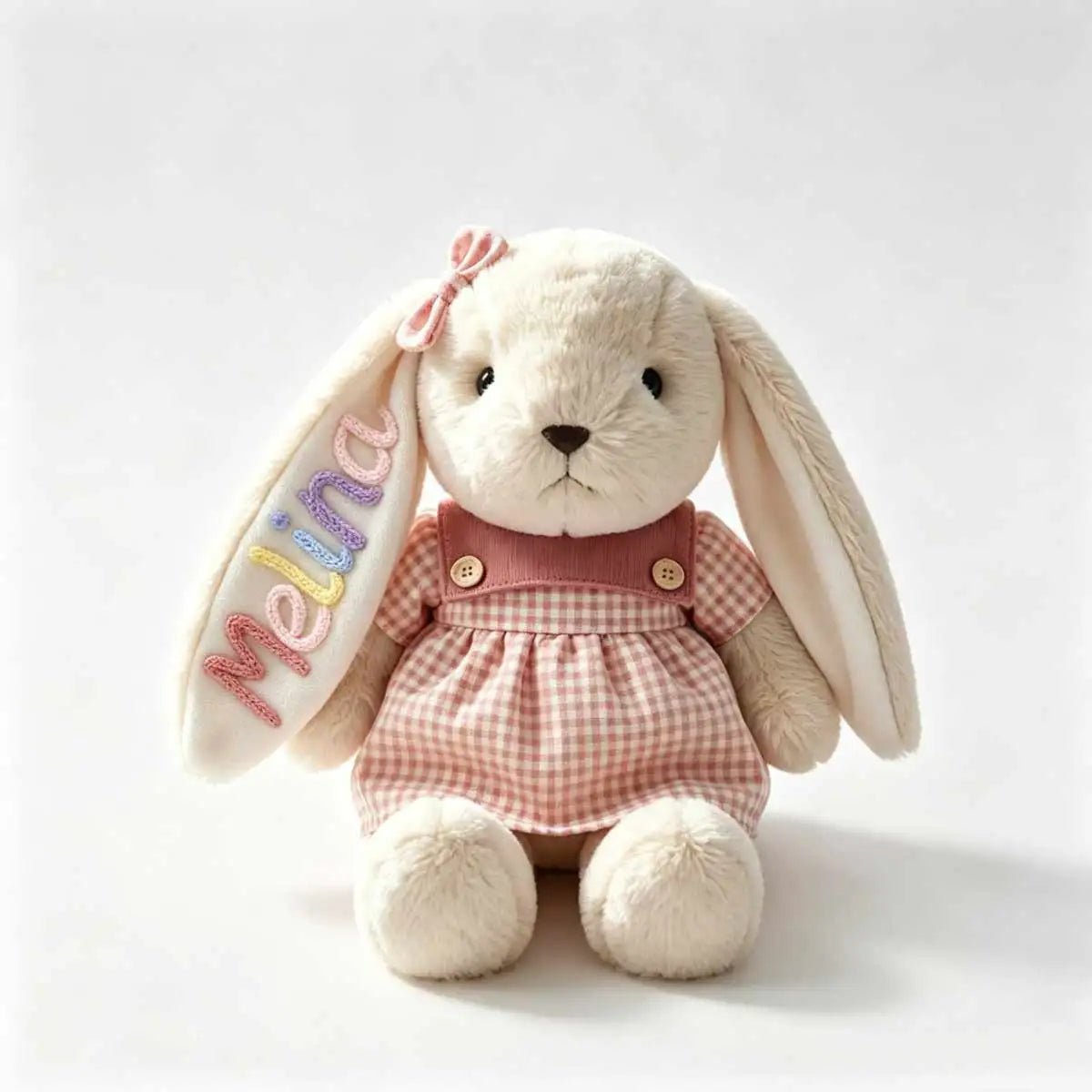 Personalized Plush Rabbit, Custom Party Favors, Wedding Favors Hand-Embroidered with Names, Keepsake or Birthday Gifts, and Holi