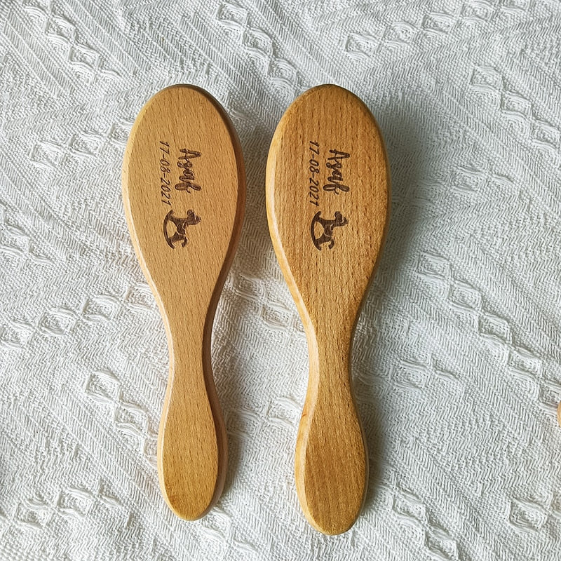 Personalised Baby Girl Comb Bath Wooden Set