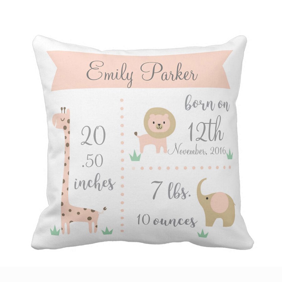 Custom Baby Kids Pillow Case Jungle Animals Throw Pillow Cover