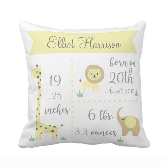 Custom Baby Kids Pillow Case Jungle Animals Throw Pillow Cover