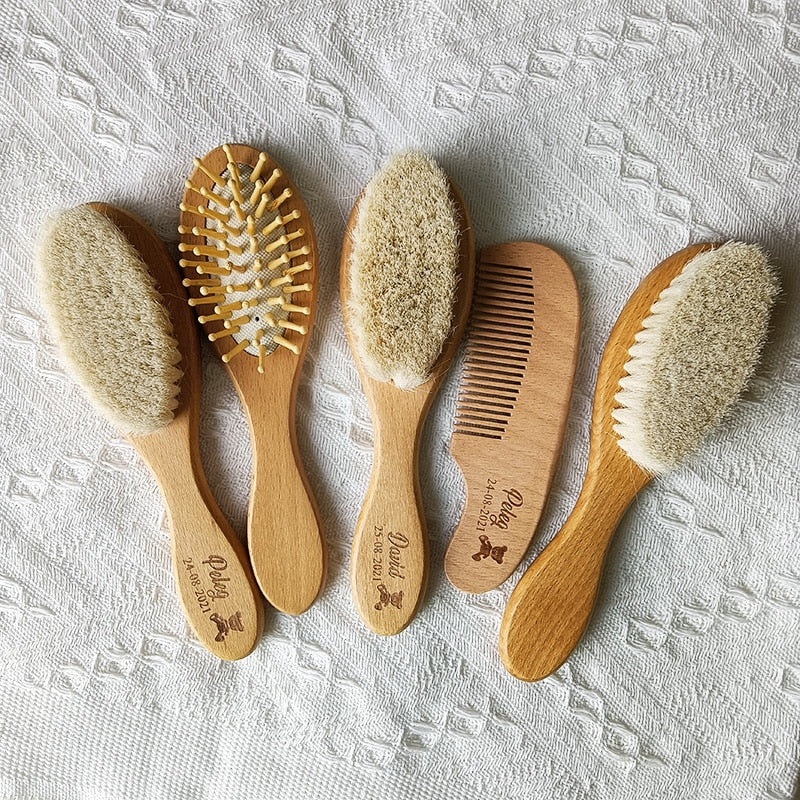 Personalised Baby Girl Comb Bath Wooden Set