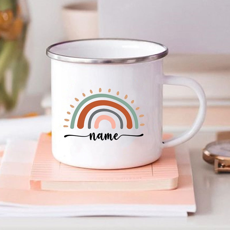 Rainbow Rustic Mug Birthdayl Personalised Enamel Mug