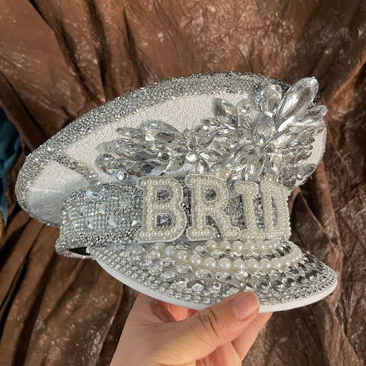 Women Bride Captain Military Cap Bridal Hat Hen Do Hat