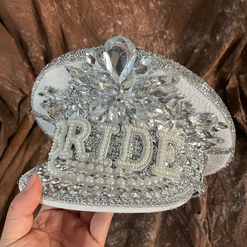 Women Bride Captain Military Cap Bridal Hat Hen Do Hat