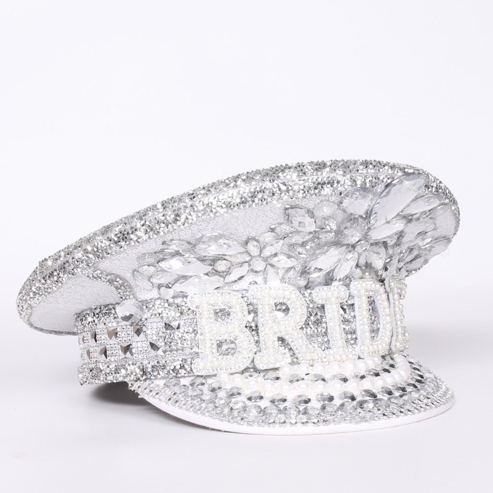 Women Bride Captain Military Cap Bridal Hat Hen Do Hat