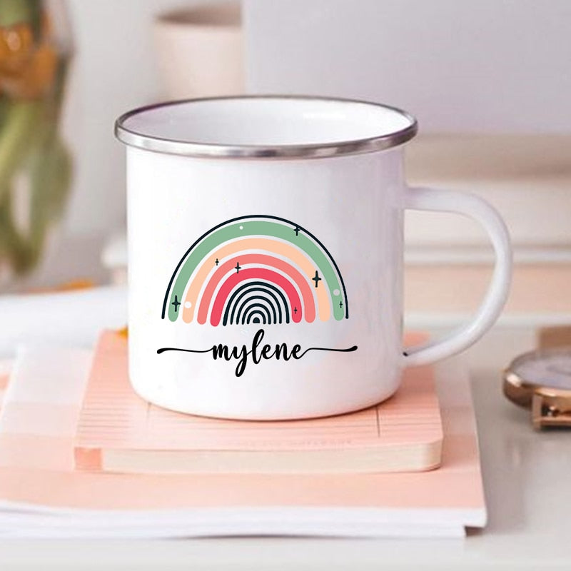 Rainbow Rustic Mug Birthdayl Personalised Enamel Mug