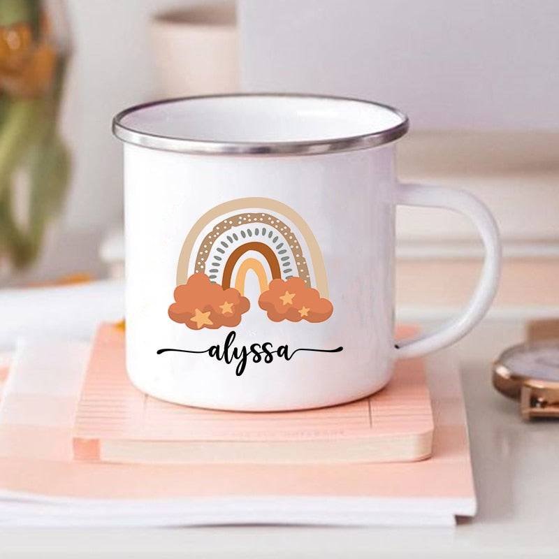 Rainbow Rustic Mug Birthdayl Personalised Enamel Mug