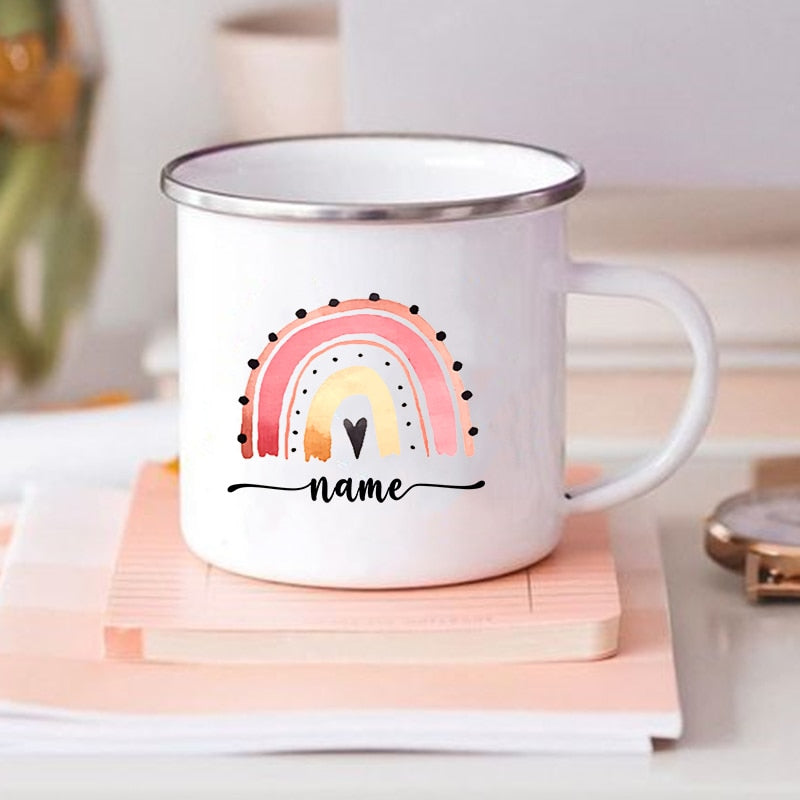 Rainbow Rustic Mug Birthdayl Personalised Enamel Mug