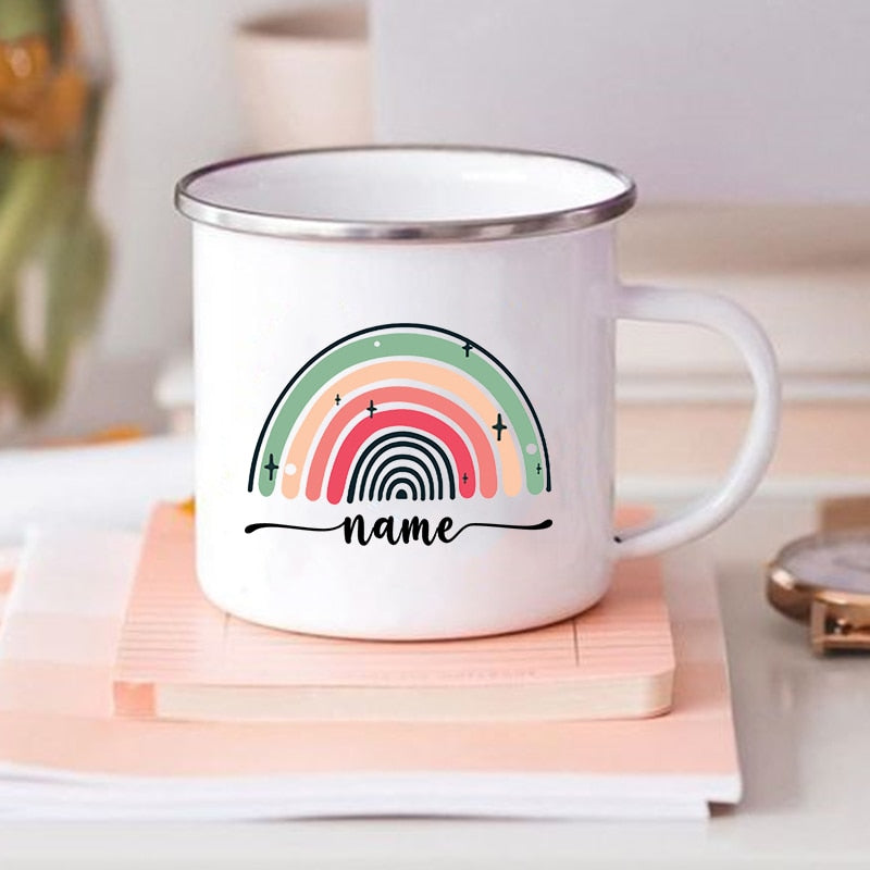 Rainbow Rustic Mug Birthdayl Personalised Enamel Mug