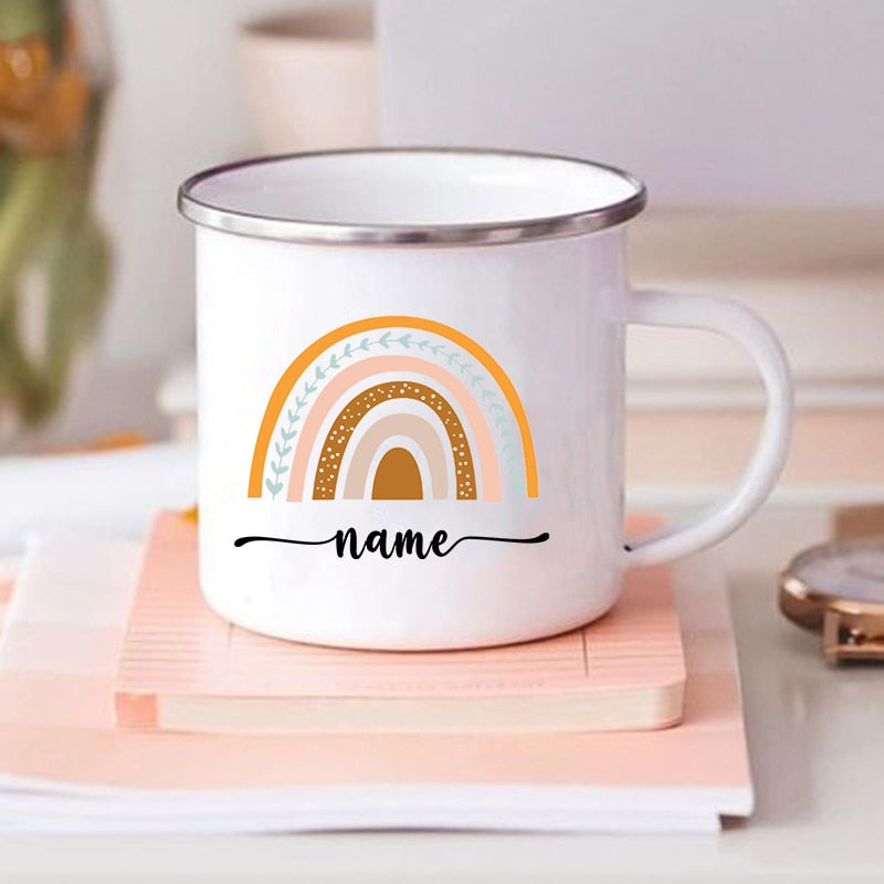 Rainbow Rustic Mug Birthdayl Personalised Enamel Mug