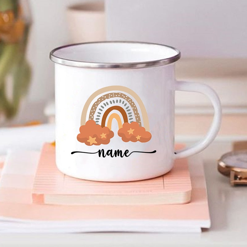 Rainbow Rustic Mug Birthdayl Personalised Enamel Mug