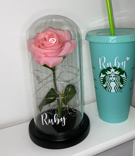 Customised LED Light Up Rose Domes