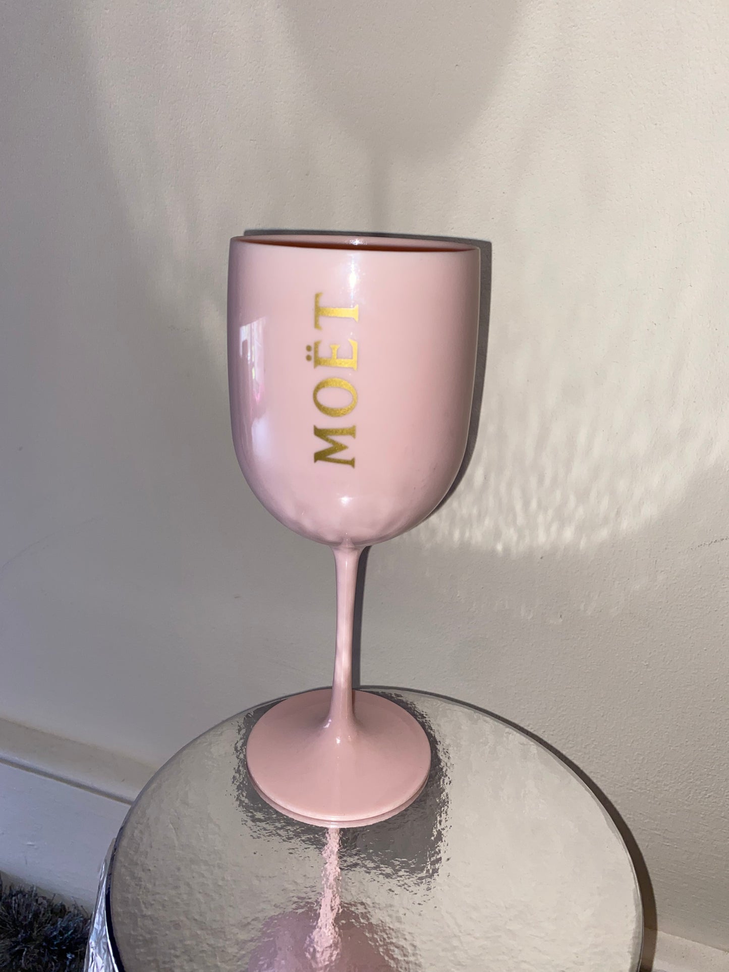 Pink moet glass