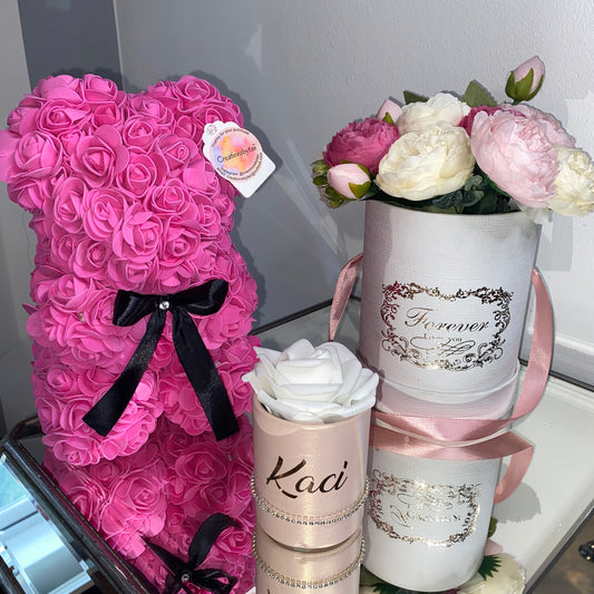Small Deep Pink Rose Bear