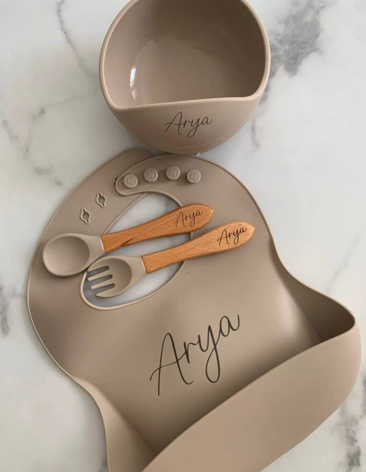 4pcs Baby kids Personalised Silicone First Stage Self Feed.